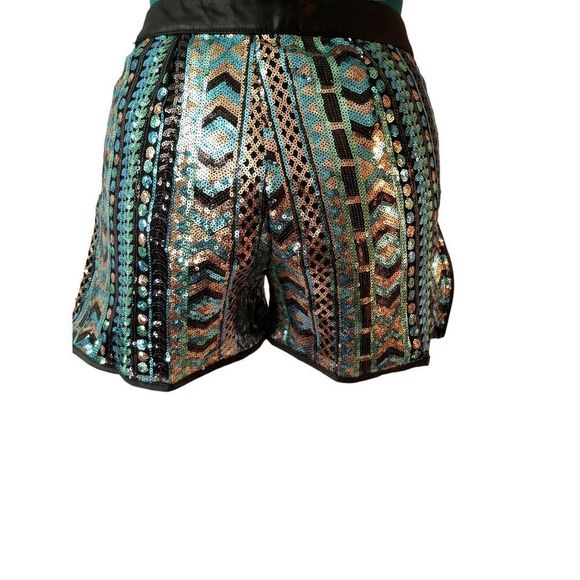 Bebe Tribal Sequin Shorts. Size Small. NWT. - Picture 7 of 9
